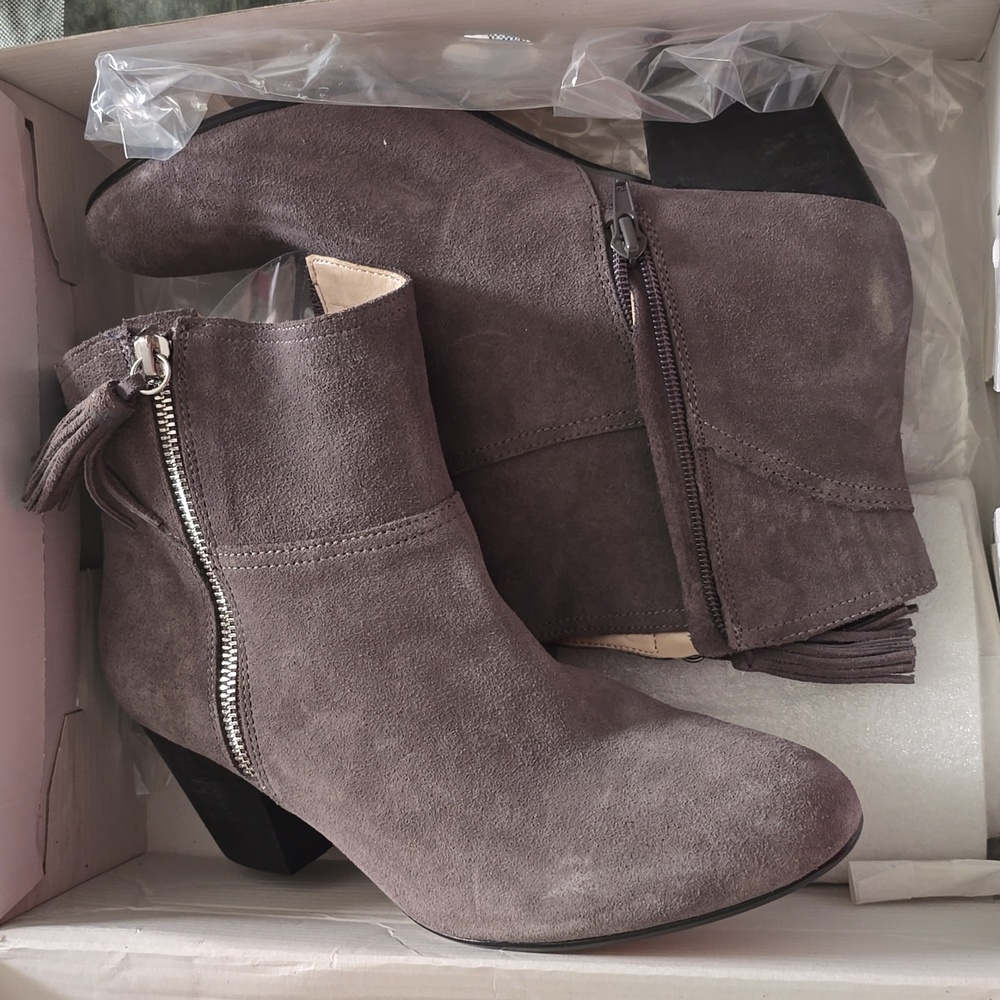 Nine West Suede Ankle Boots - Taupe